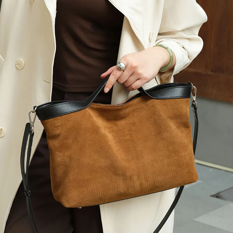 Autumn And Winter Women's natural suede Leather Bag women's luxury bags designer handbags Large capacity crossbody Shoulder Bags