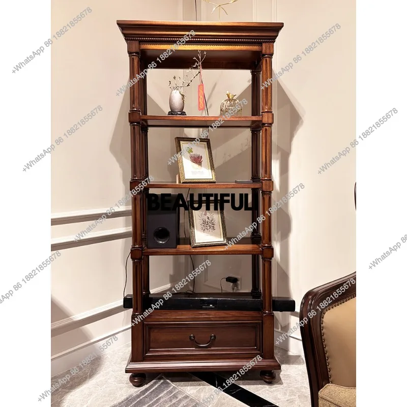 

American black walnut shelf solid wood corner cabinet living room side cabinet against the wall porch rack simple beauty