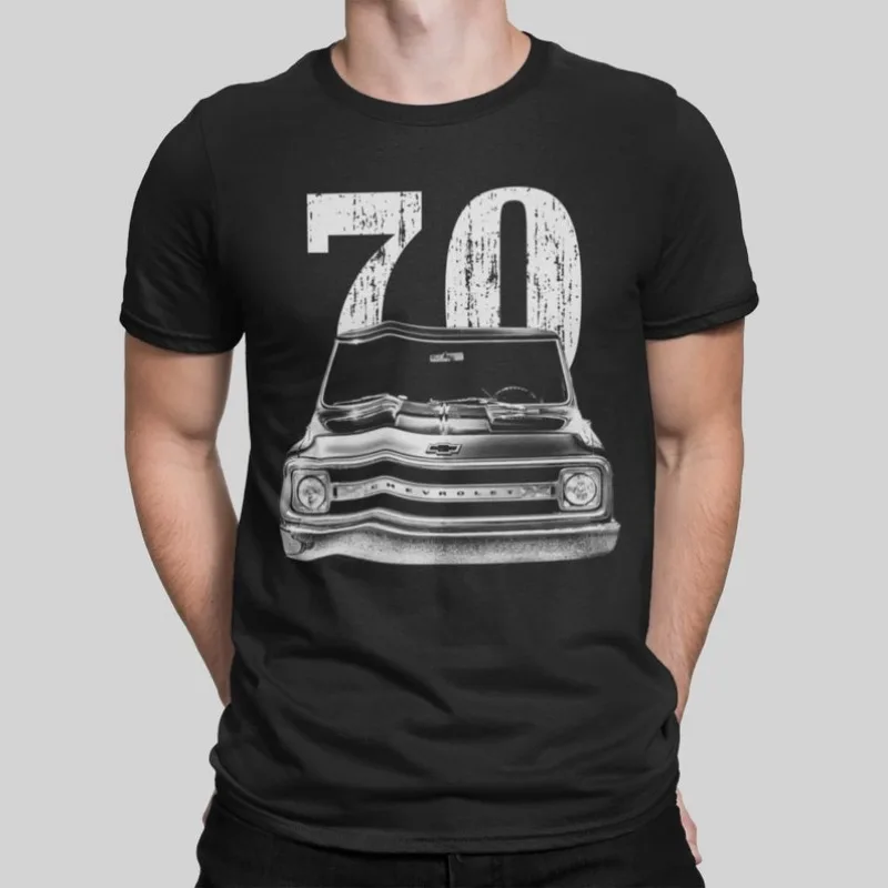 1970 C10 Pickup Truck Front Grill View With Year T Shirt 2024 Men T Shirt Casual  Car fans Logo Enthusiast T-shirt Graphic Summe