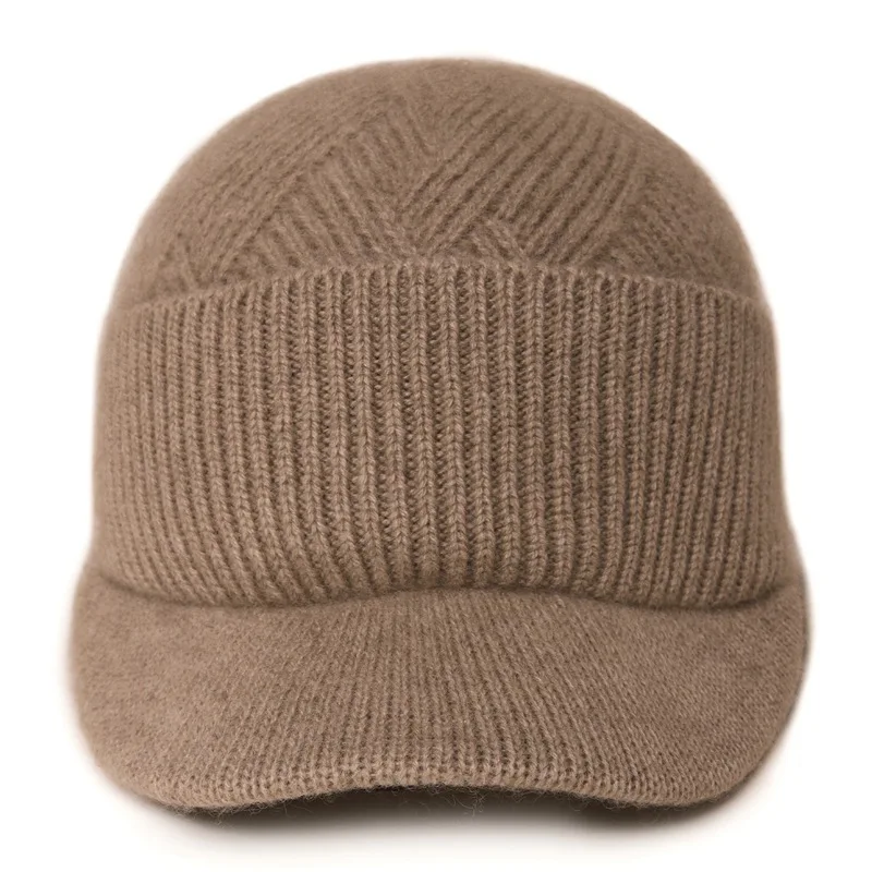 Autumn and winter cold hat black pullover cap men's big head circumference deepened plush warm wool knitted hat