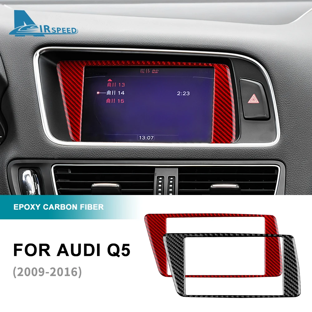 Real Carbon Fiber Sticker For Audi Q5 2009 2010 2011 2012 2013 2014 2015 2016 Car Navigation Panel Interior Trim Accessories