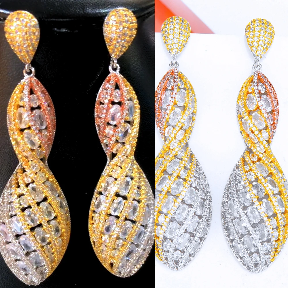 

Missvikki High Quality Original Luxury Dubai Long Pendant Earrings For Women Wedding Party Shiny Earrings Jewelry Accessories