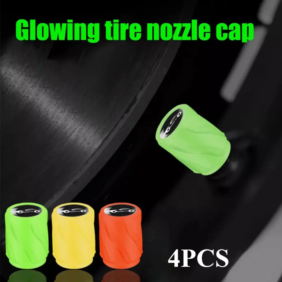 

4pcs Car Wheel Valve Cap Luminous Auto Tire Valve Stem Cover Anti-dust Cover Universal Car Motorbikes Bicycles Accessory