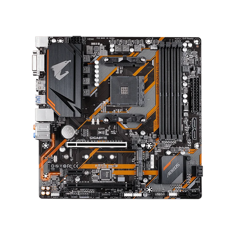 Gigabyte-placa base AM4 de doble canal, B450M AORUS ELITE AMD B450 /4-DDR4 DIMM /M.2 /USB3.1/micro-atx/Max-64G, nuevo