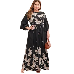 Middle East Muslim plus size fashion hot new Arab Dubai women's clothing fashion plus size print dress Long dress Saudi Malaysia