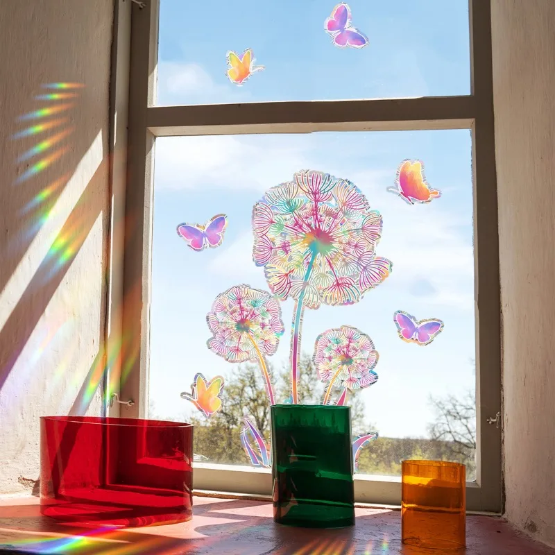 Colorful Dandelion Butterfly Wall Stickers Living Room Sofa Background Home Decor Mural Bedroom Decoration Self Adhesive Decals