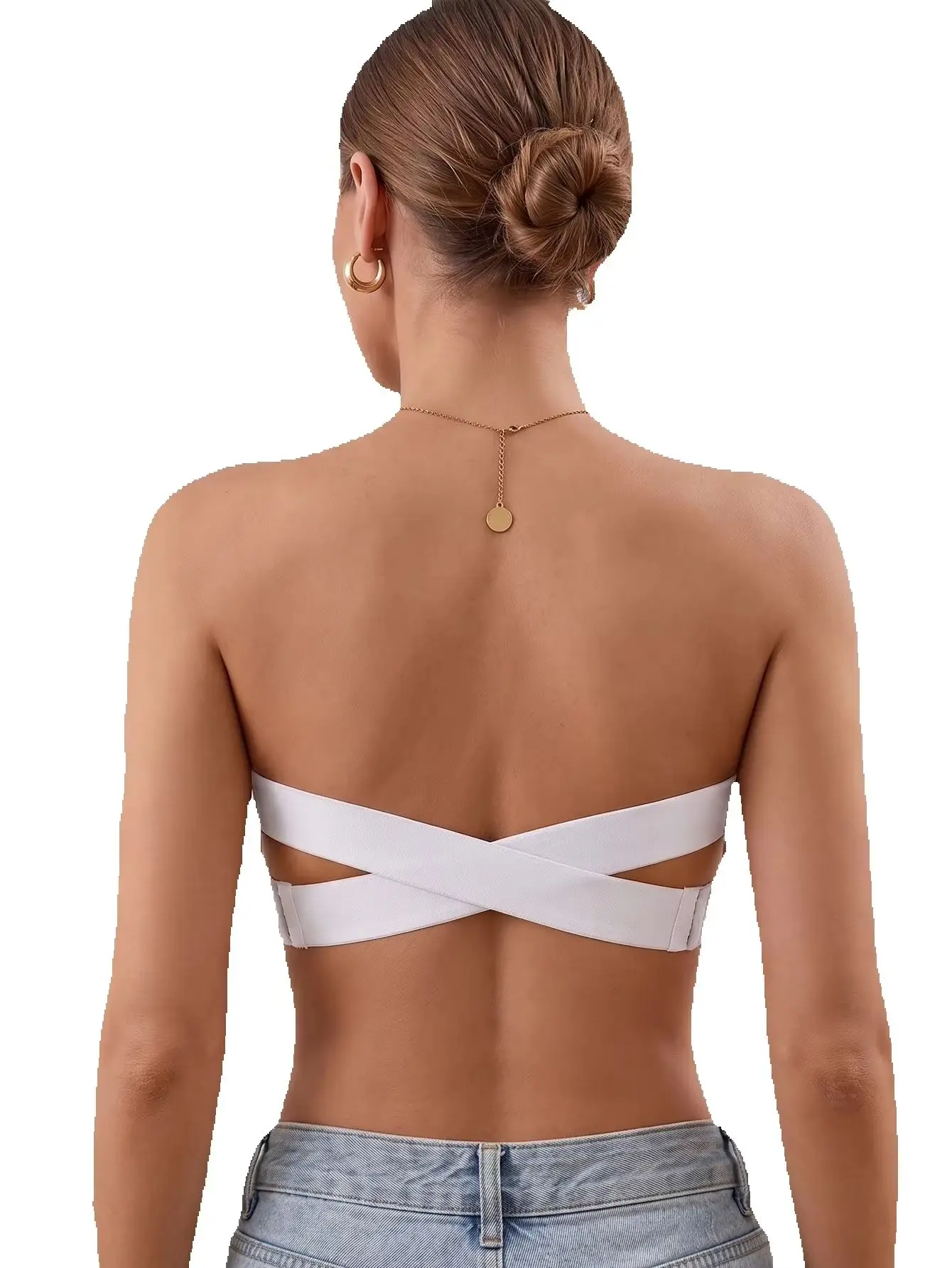 Women's Wire-free Strapless Bra Solid Basic Anti-slip Side Support Bandeau Smooth Seamless Bralette view 2