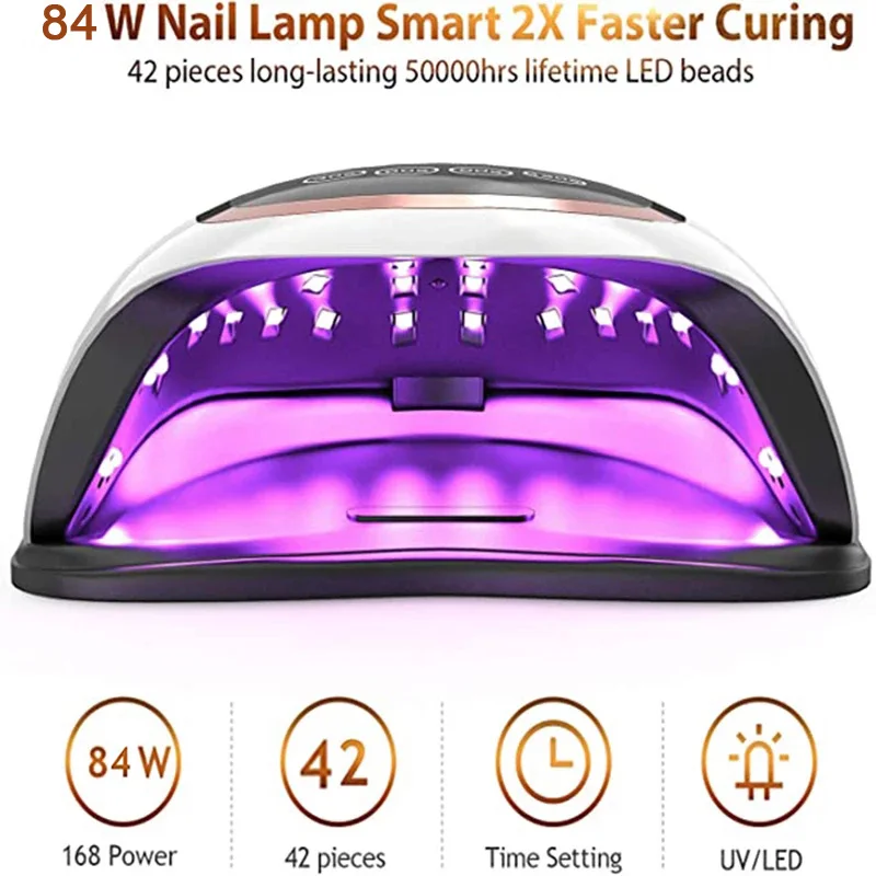 84W UV LED lampada per unghie Touch Screen asciugacapelli per tutti gli smalti per Gel con Display LCD lampada polimerizzante professionale per Manicure