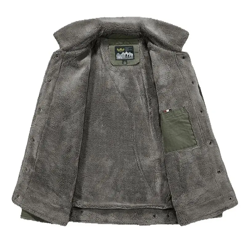 سترة شتوية جديدة مبطنة بالقطن للرجال مع الصوف والسميك، مبطنة بالقطن غير رسمية للأشخاص في منتصف العمر والشباب #5