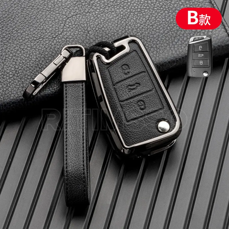 Carcasa de Metal para llave de coche, carcasa sin llave para VW Volkswagen Golf 7 MK7 Tiguan MK2, Seat Ateca Leon FR 2 Ibiza Skoda Octavia