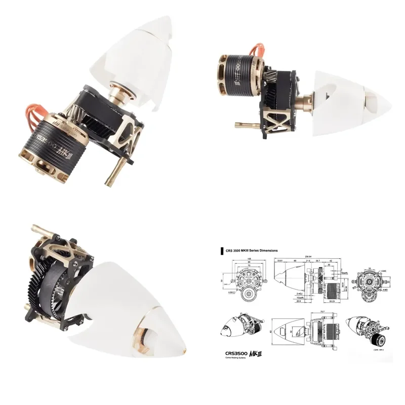 Dualsky CRS3500 MKIII 10S Motor AE Coaxial 2 Blades Power System Suitable for F3A RC Coaxial Anti-Shaft Aerobatic Airplanes