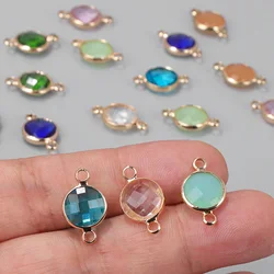Natural Round Glass Crystals Pendants Faceted Connector Pendant For Jewelry Making Necklaces Bracelets Accessory 10*17mm