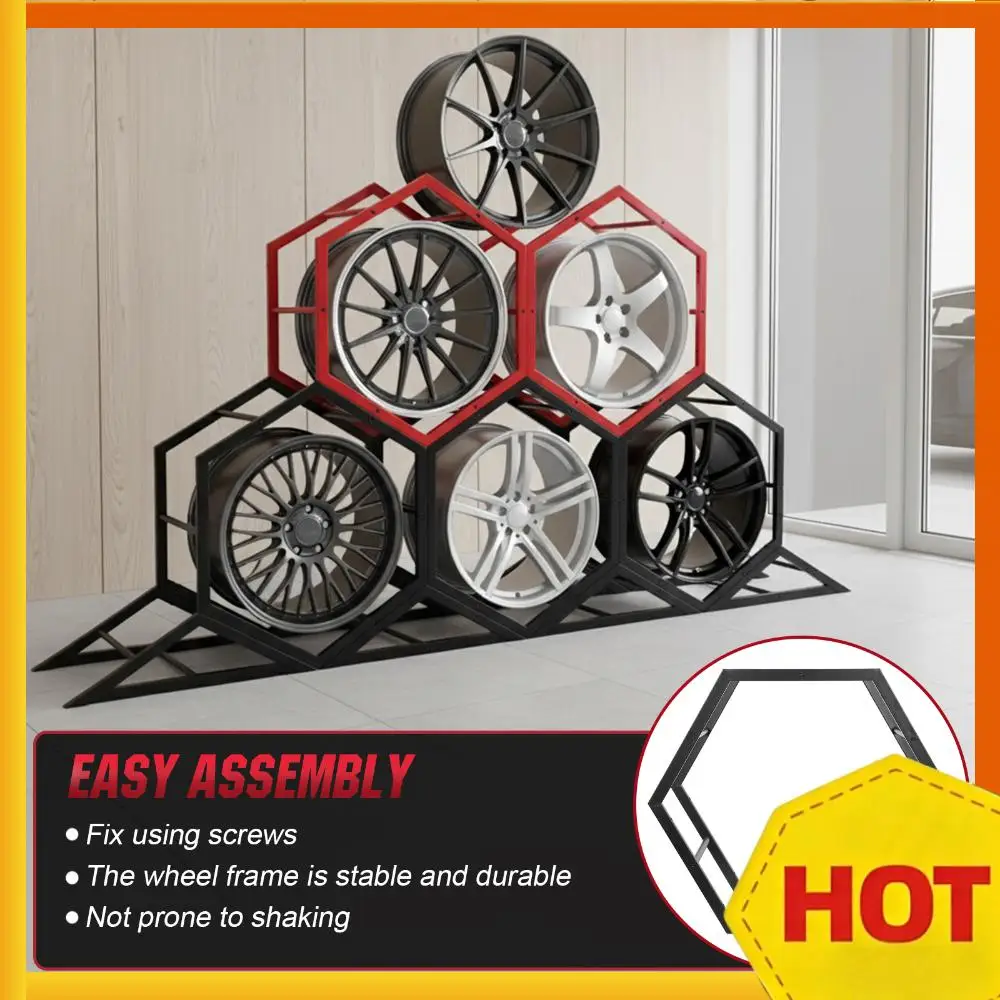 Adjustable Wall Mount Wheel Organizer Holder Heavy Duty Steel Spare Tyre Organizer for Exhibition Shop Garage Trade Show