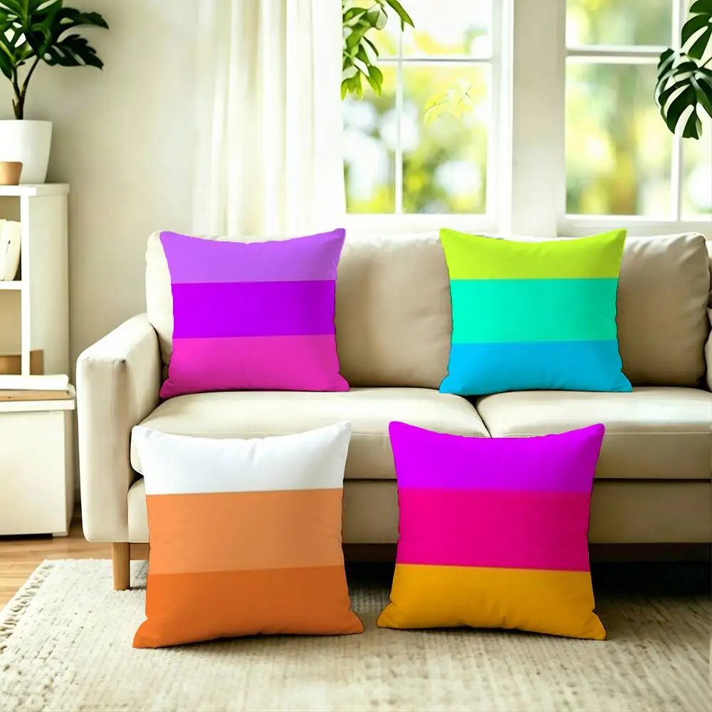 

LGBT Rainbow Flag Pillow Case Square Double-Sided Sofa Cushion Cover Bedroom Bedside Pillow