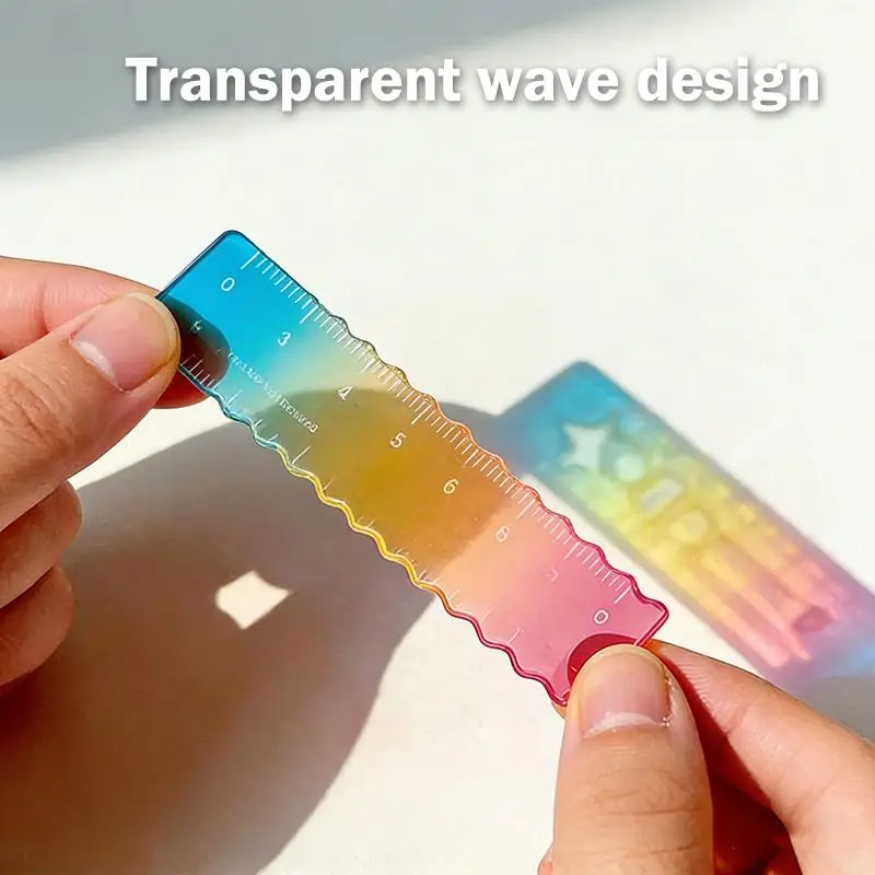 5/10/50Pcs Colorful Iridescent Cartoon Palm Ruler Mini Straight Ruler Student Notebook Pocket Portable Gradient Measuring Tool