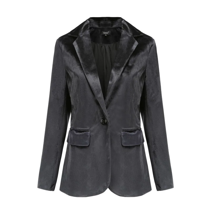 Frauen solide dunkelgrüne Samt Blazer Frühling Langarm Single Button lässig Blazer Herbst ol Büro Dame Jacke schlanken Mantel