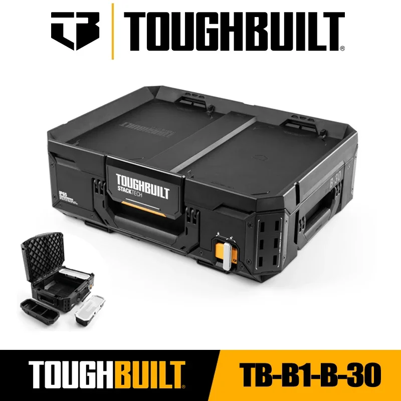 TOUGHBUILT TB-B1-B-30 StackTech Tool Box Multi-functional Maintenance Parts Box Stackable Toolbox Toughbuilt Tool Accessories