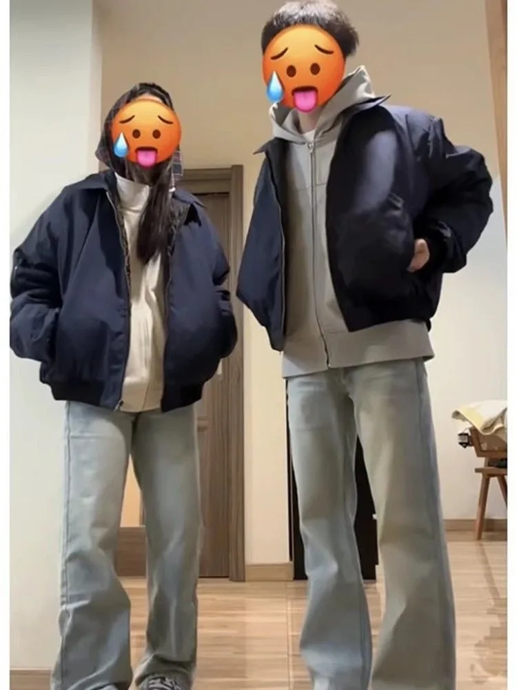 

Мужская куртка Cleanfit K Blue: осенне-зимняя, в американском стиле, модная, брендовая, парная, хлопковая, в стиле милитари, с отложным воротником, бейсбольная.