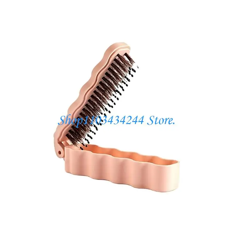  Portable Folding Hairbrush with Single Row Teeth, Travel Grooming Brush for Home Hair Care and Everyday Carry
