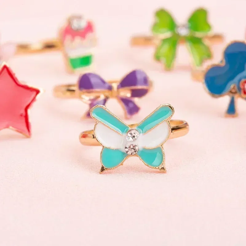 Kids Cute Cartoon Love Sweet Rings Design Flower Animal Fashion Jewelry Accessories Girl Child Retro Gifts Finger Rings