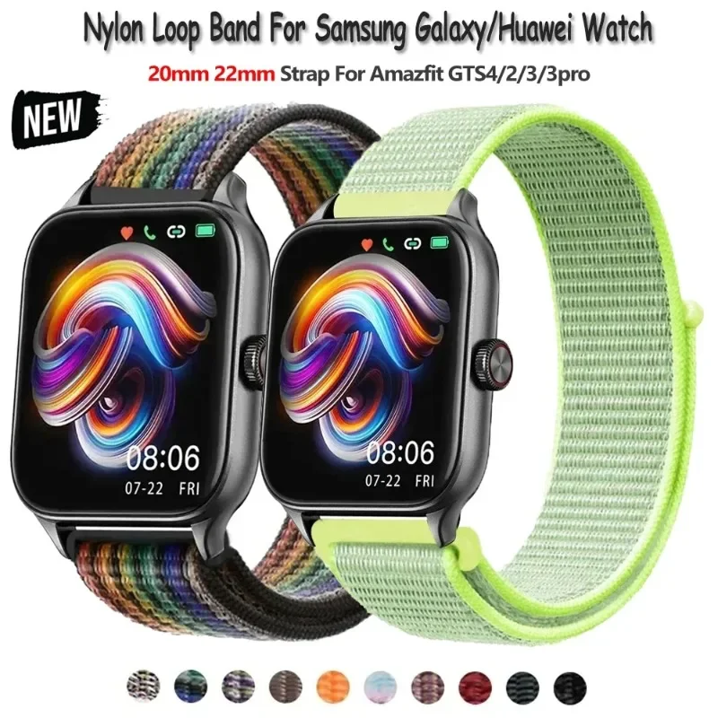 20 22 مللي متر حزام حلقة النايلون ل Amazfit GTR 42 47 مللي متر/GTR2/2e/3/3 Pro/4/GTS2/mini/3/4 سوار ل Amazfit Bip-U-S/ستراتوس 2 2S