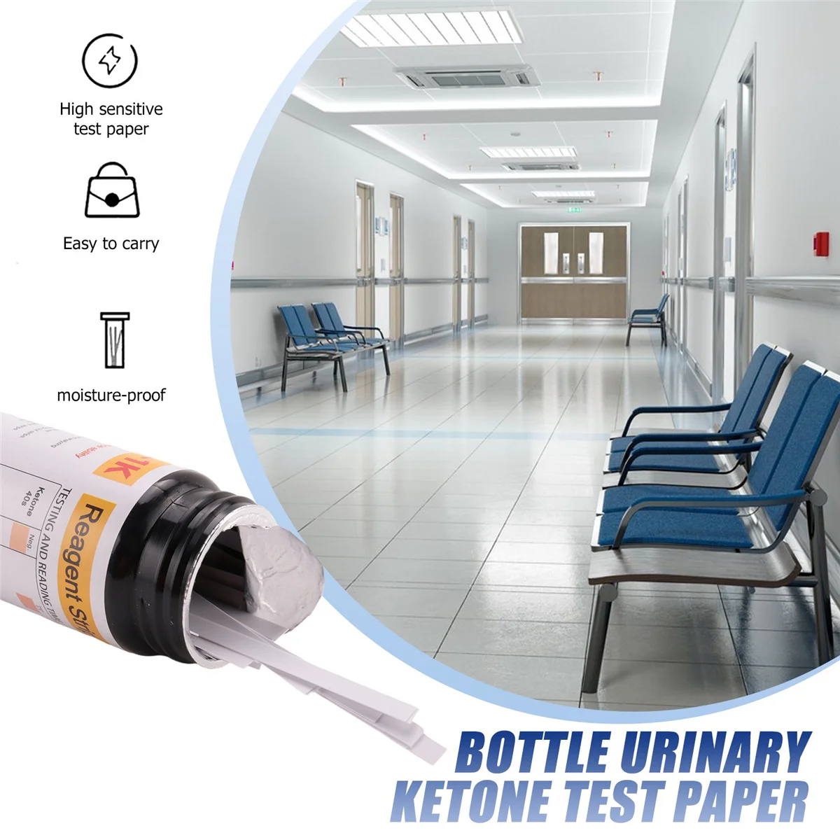 شرائط تحليل فقدان وزن الكيتوزية المنزلية ، شرائط البول الكيتوني ، من كل زجاجة