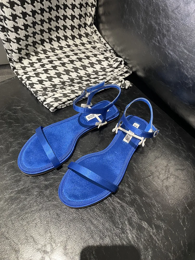 Beach Sandal Woman Luxury Buckle Strap Suit Female Beige 2025 Summer Women’s Shoes Clear Heels Riband Comfort Black Flat Girls L