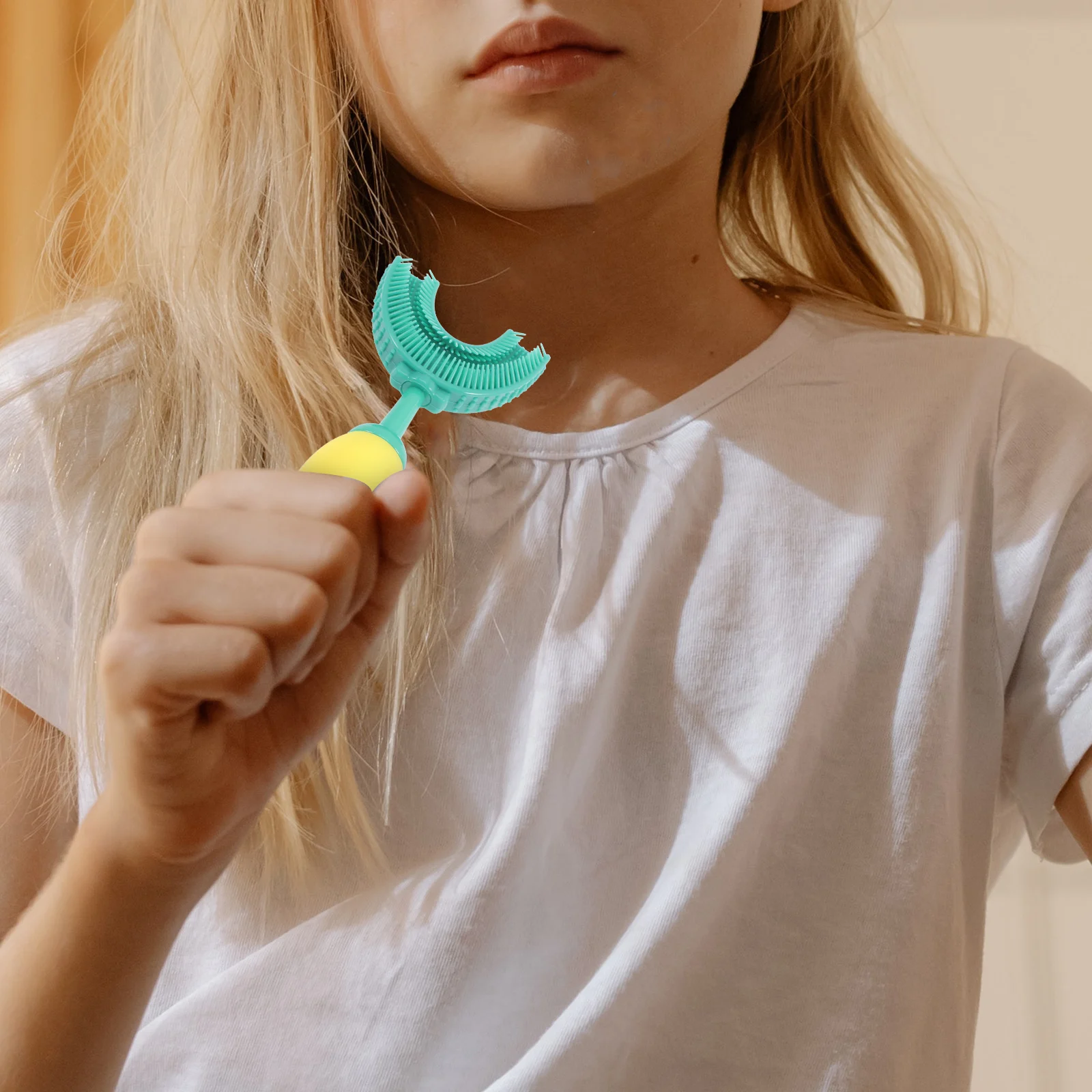 

Baby Toothbrush for Developing Good Habits Kids Shaped Manual Healthy Teeth Silica Gel Silicone U-shape Dinosaur
