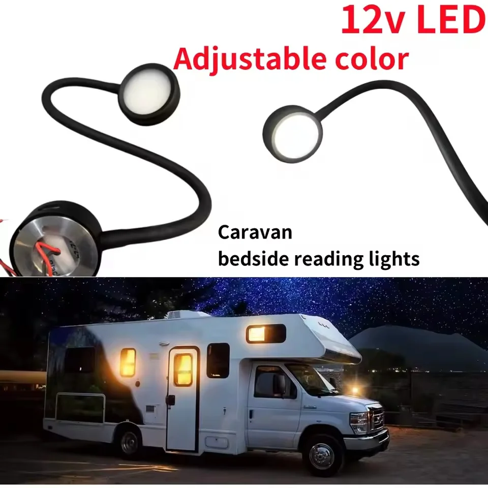 1PC 12V LED Campervan Flexible Reading Map Light With USB Adjustable Color For VW T5/T6 Motorhome Caravan Accessories