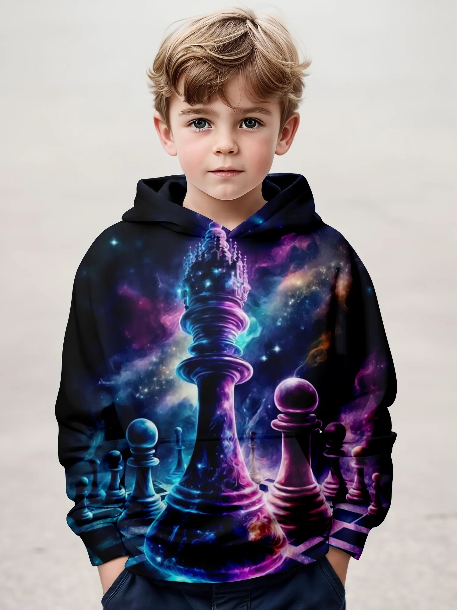 Kids Clothes Boys Hoodies Long Sleeve Trendy Chess Print Girl Clothing Kids Spring Fall Clothes Children Clothing Pullover Tops