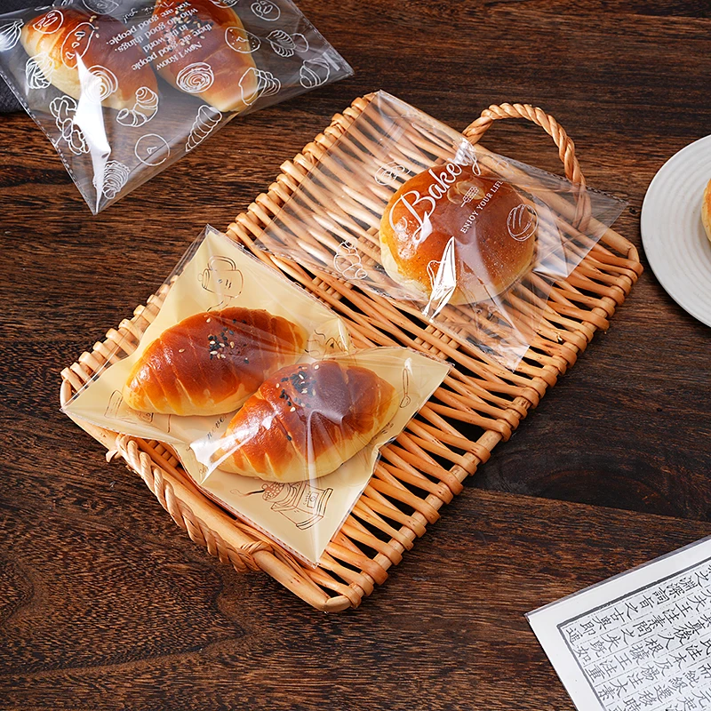 Bolsa de embalaje para pan tostado de panadería, bolsa autosellable para donas, bolsa transparente con cierre adhesivo para cornetto, utensilios de cocina