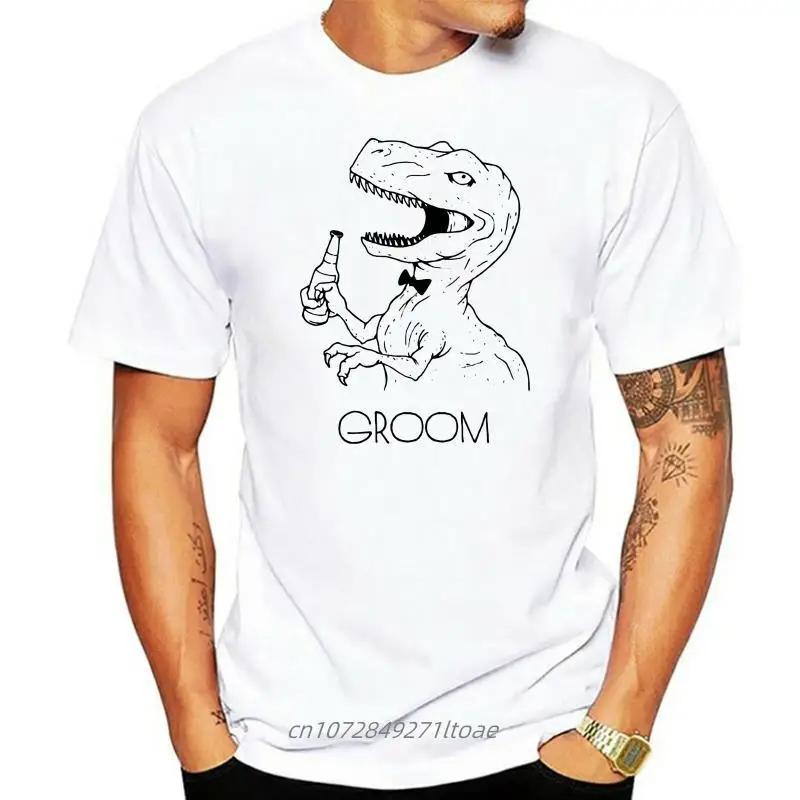 Printed Men T Shirt Cotton Short Sleeve  Dinosaur Groom T-Shirt  Women tshirt