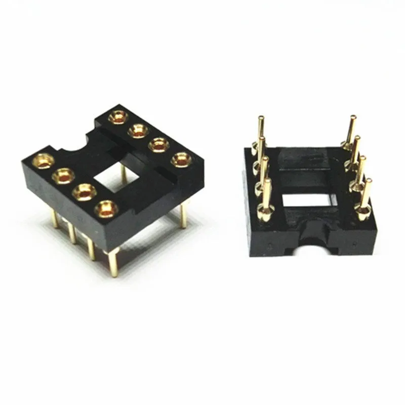 10PCS 8P Full Gold Plated Round Hole DIP-8 Round Pin Op-Amp IC Socket