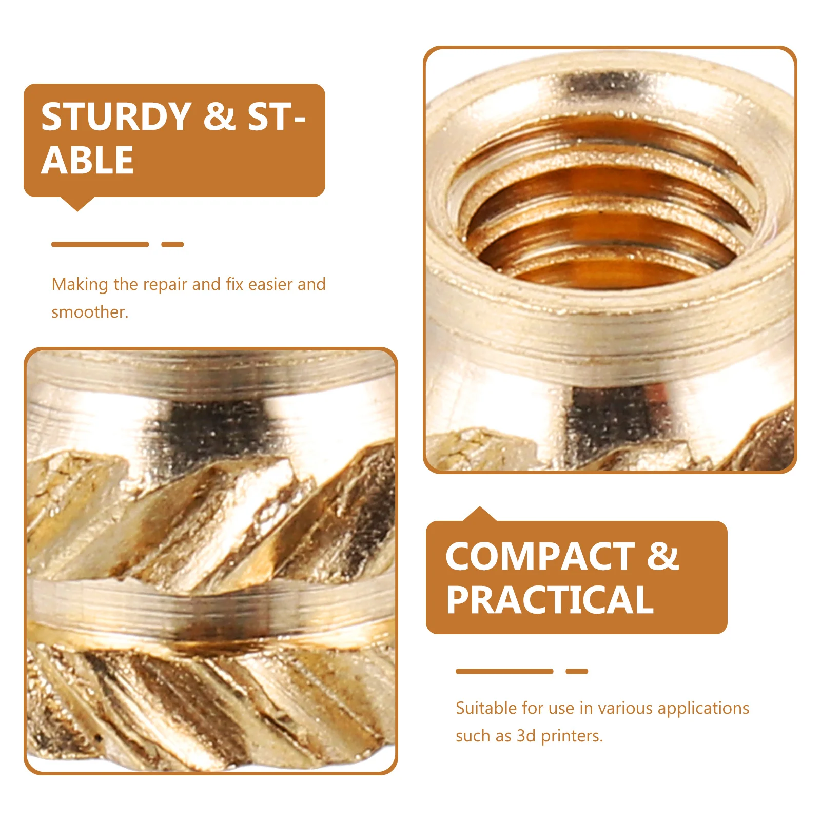 

50Pcs Embedment Threaded Insert M3x4x5 3D Print Female Thread Heat Set Insert Brass Knurled Nut for Reliable Project Assembly