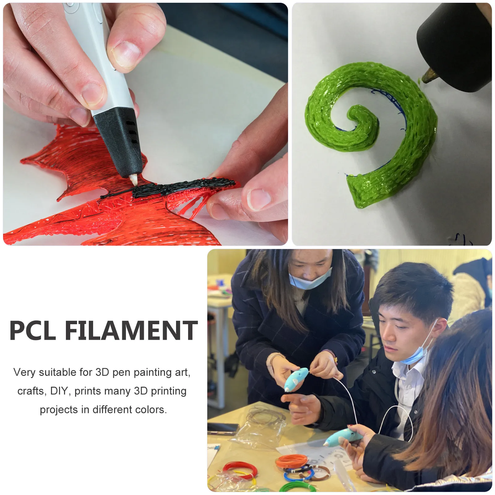 

20 шт. универсальных совместимых филаментов PCL 1,75 мм для 3D-ручек, цветные материалы для 3D-печати, рисования, поделок и DIY