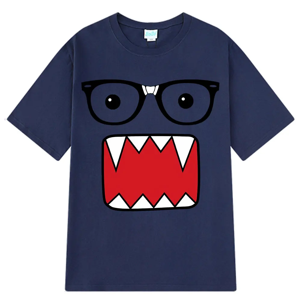دومو كون مضحك روح الدعابة موضة تي شيرت الرجال النساء 100% القطن تي شيرت غير رسمي Harajuku قصيرة الأكمام المتضخم للجنسين تي شيرت