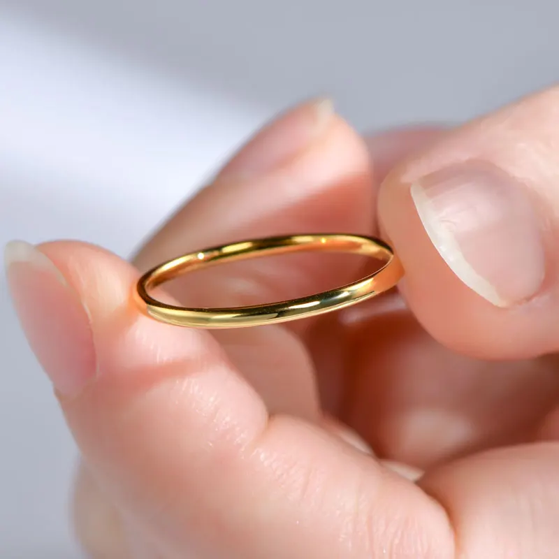 IOGOU 18k Gold Plated Ring for Women 925 Sterling Silver Trend New in Simple Fashion Wedding Band Metal Ring Couple Fine Jewelry
