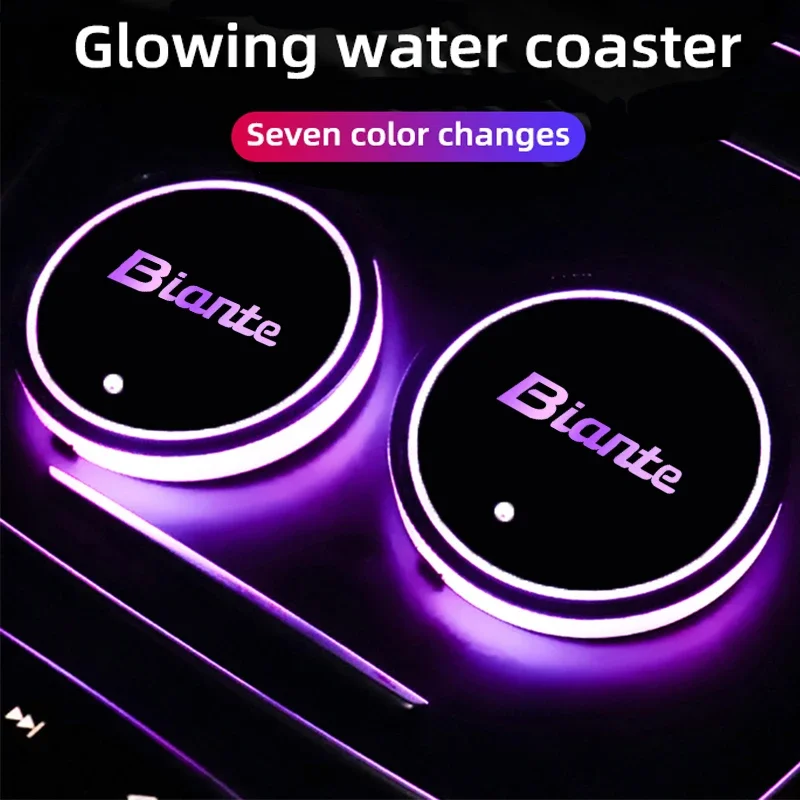 Multi Color Drinks Holders for Biante Luminous Intelligent Car Water Coaster USB Power Atmosphere Light Decor Cup Slot Mat