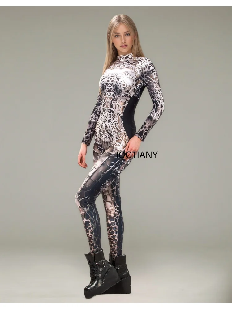 Futuristischer mechanischer Rüstungsanzug für Frauen, Graffiti-Schädel-Skelett, altägyptische Rüstung, Jumpsuit, Rave-Festival-Cosplay-Kostüm – Detail 26
