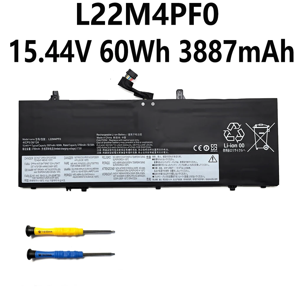 

L22M4PF0 15,44 В 60 Втч 3887 мАч Аккумулятор для ноутбука Lenovo Yoga Slim 6 14IAP8 IRP8 APU8 IRH8 7 14IRP8 серии 5B11J63622 5B11N45305