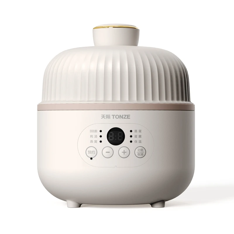 Auto Ceramic Inner Health Crock Pots With Steamer Basket Digital Timer Mini Slow Cooker Electric Egg Cooker
