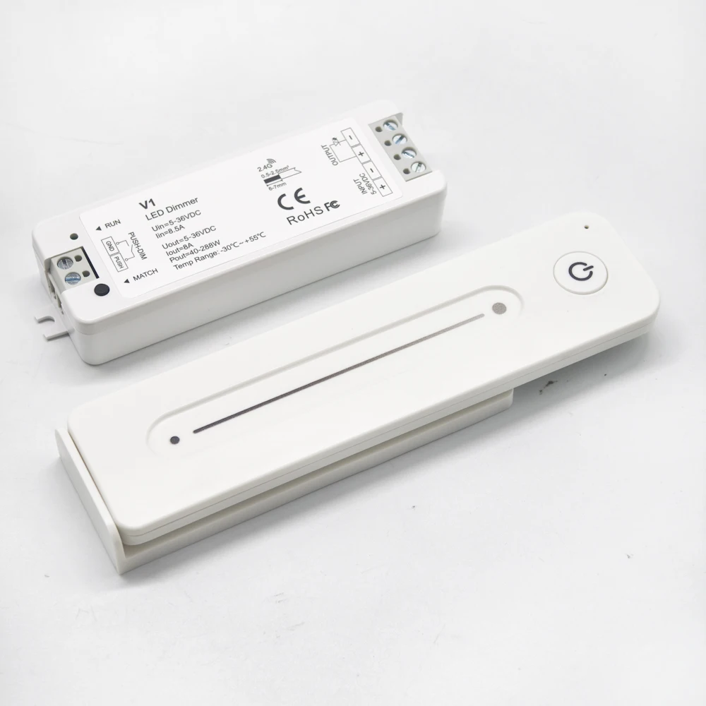 V1 LED Dimmer 5V 12V 24V 36V 8A PWM 2835 5050 FCOB Single Color Strip Light Controller RF 2.4G Wireless Touch Remote Control