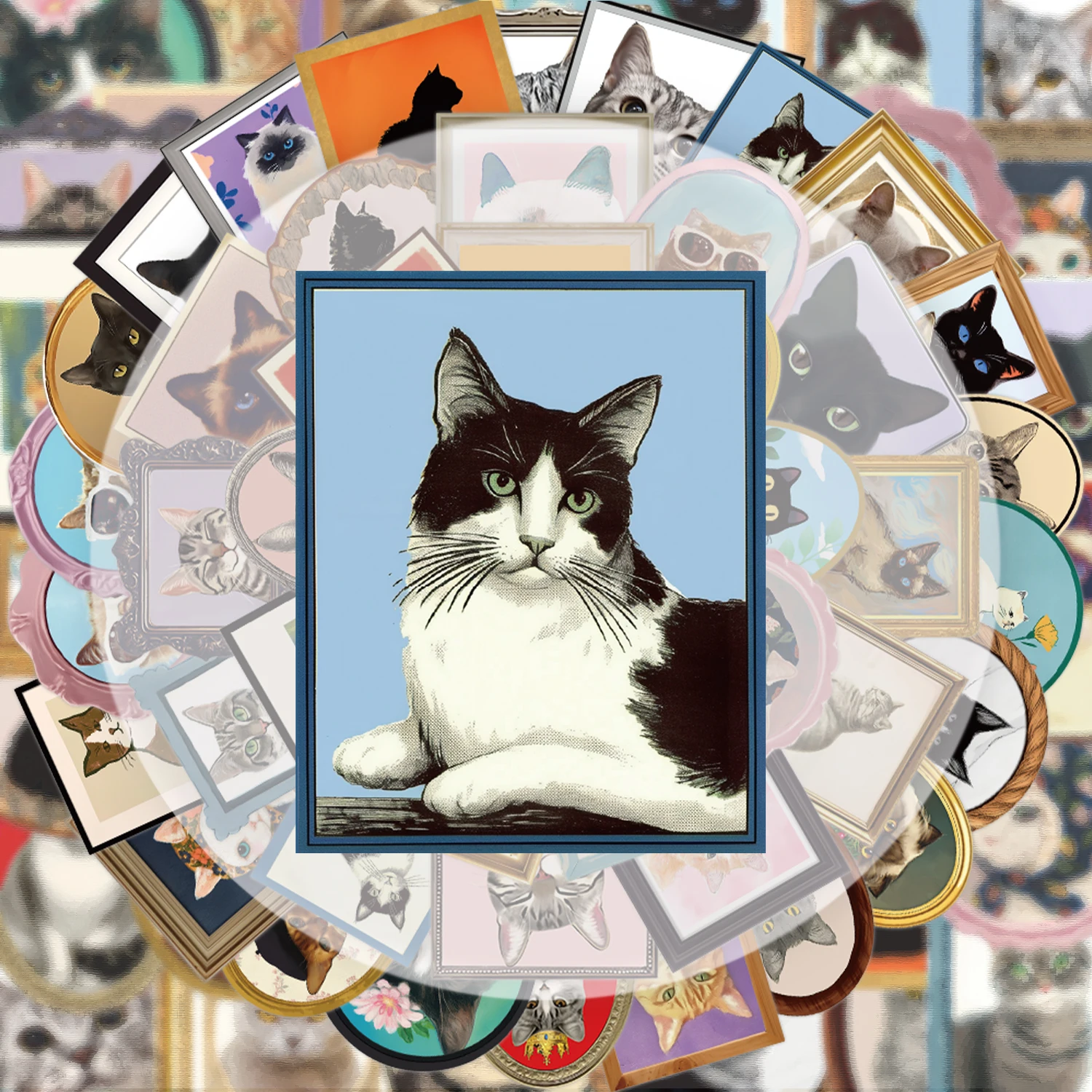 50 Pieces of Retro Cute Cat Stickers, Suitable for Decorating Water Bottles, Laptops, Mobile Phones, Suitcases, Skateboards, Guitars, Gift Boxes, Party Decorations