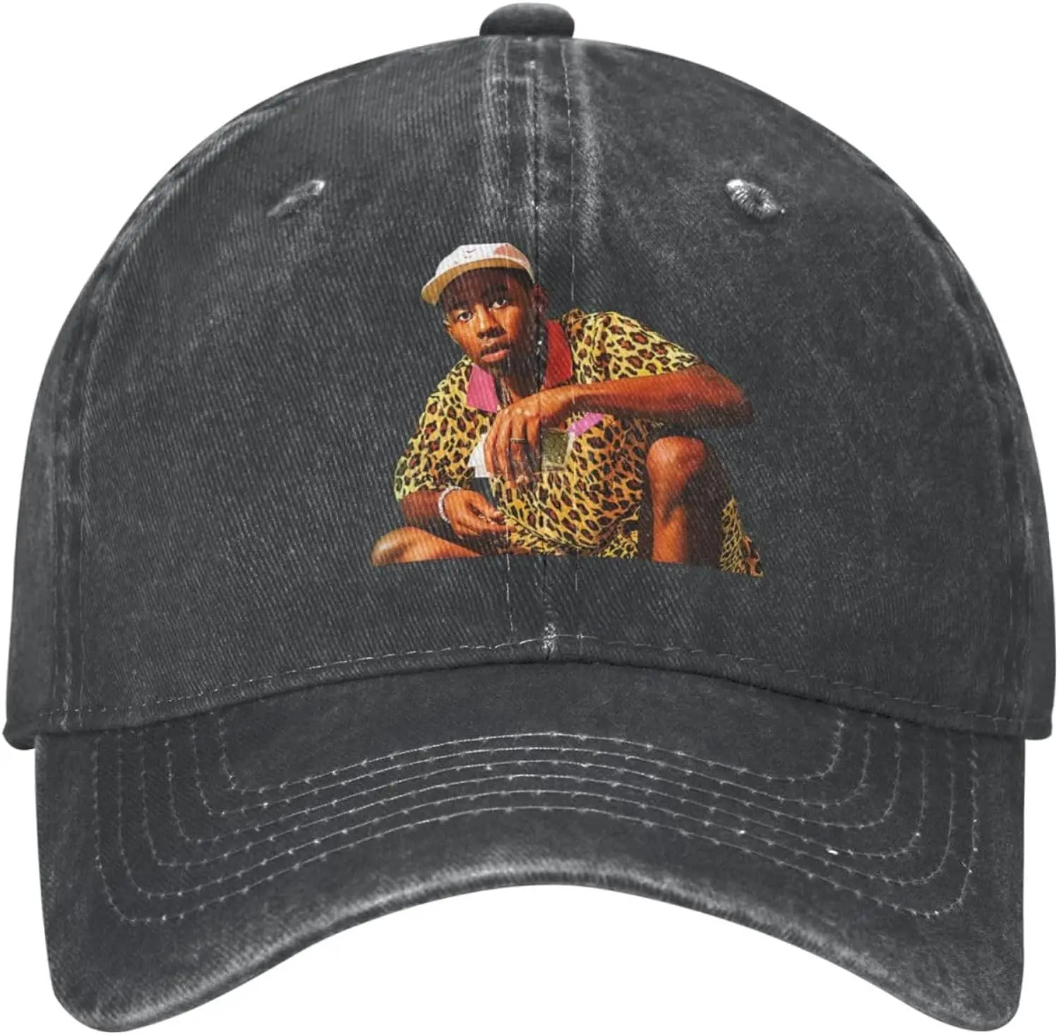 Tyler Music Rapper Music Creator Baseball Cap Vintage Washed Denim Cap Unisex Casual Outdoor Sport Hat Black