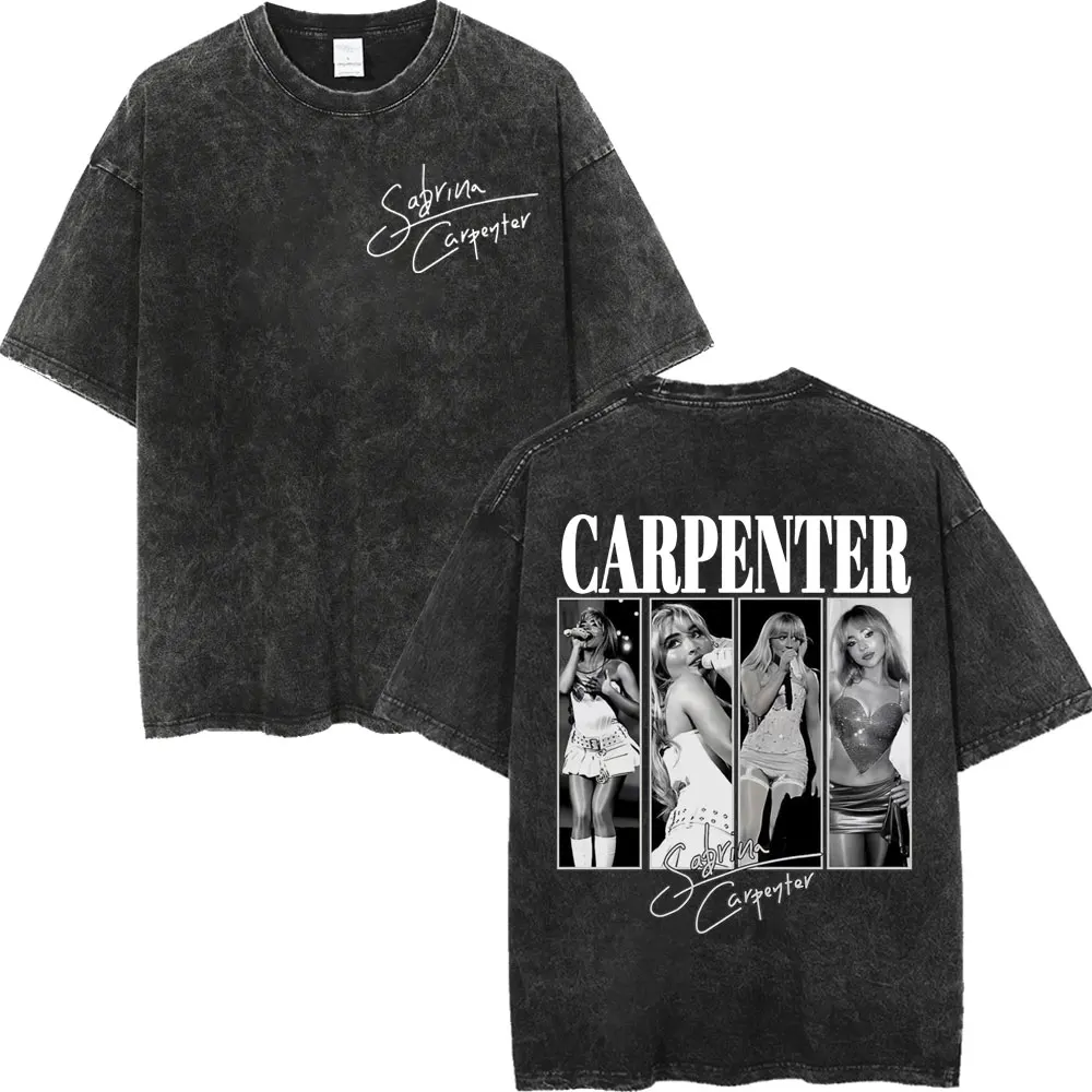 

Vintage Washed Sabrina Carpenter Graphic T Shirts Fashion Aesthetic Short Sleeve T-shirts Men Women Casual Loose Cotton T-shirt