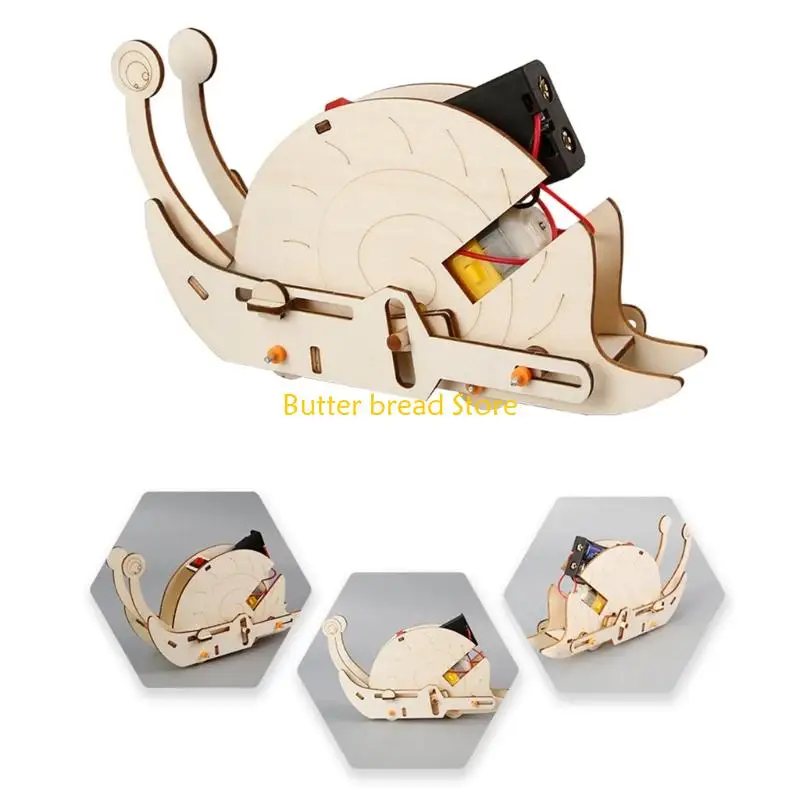 W89C Educational Hand Craft Science Model Set Funny Electric Snail Wooden Craft for Classroom Use and Student Engagement