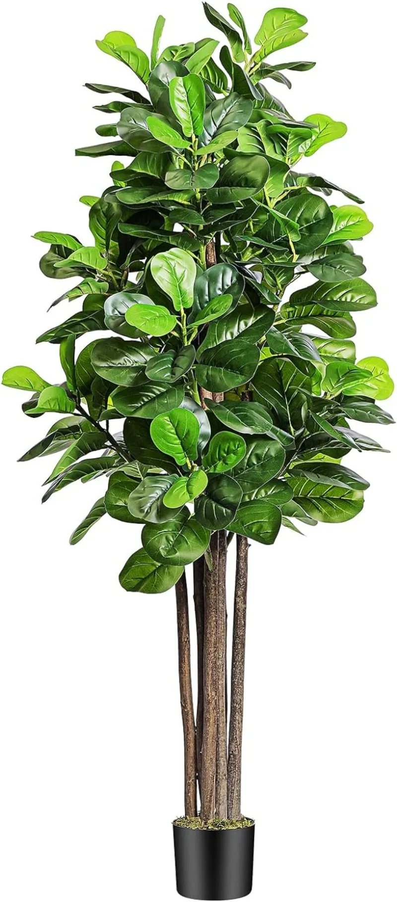 

6ft Artificial Fiddle Leaf Fig Tree with 168 Leaves, Large Faux Ficus Lyrata Tall Fake Tree Floor Plant in Pot (Moss Included)