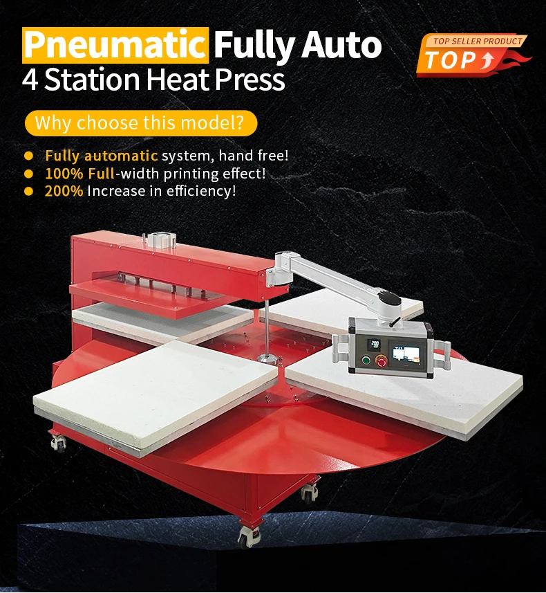 Penumtic 4 Station Higher Pressure Suitable for Professional Transfer Aluminum Plate Heat Press Machine for Clothes