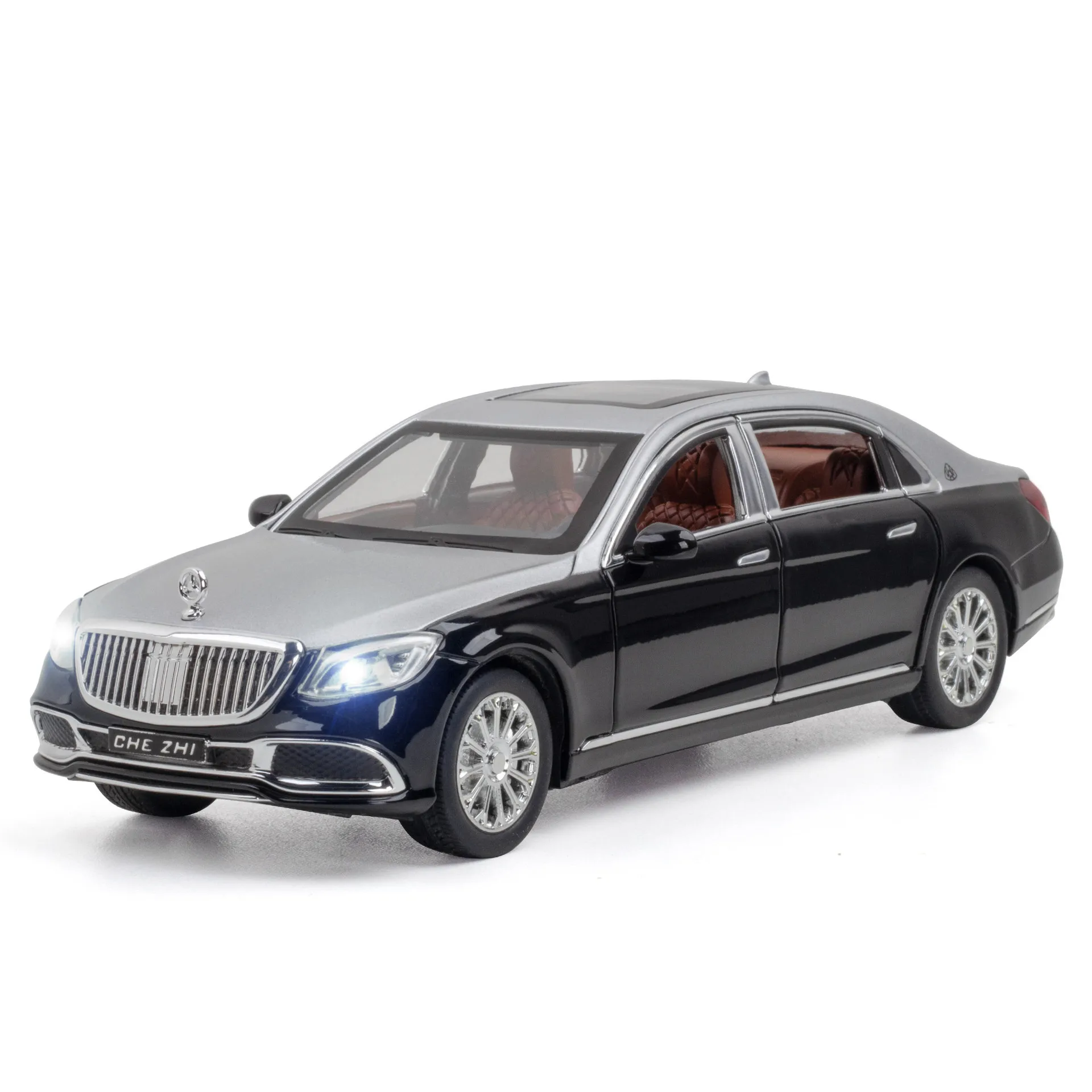 

1/24 Diecast Toy Vehicle Simulation S600 Alloy Car Model Collection Metal Sound Light Open Door Pull Back Cars Puzzle Boy Gift