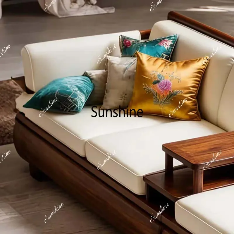 

New Chinese-style carved large household living room four-person ash wood sofa
